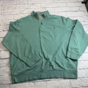 Polo Ralph Lauren Teal Quarter Zip Cotton Pullover. Size XL.